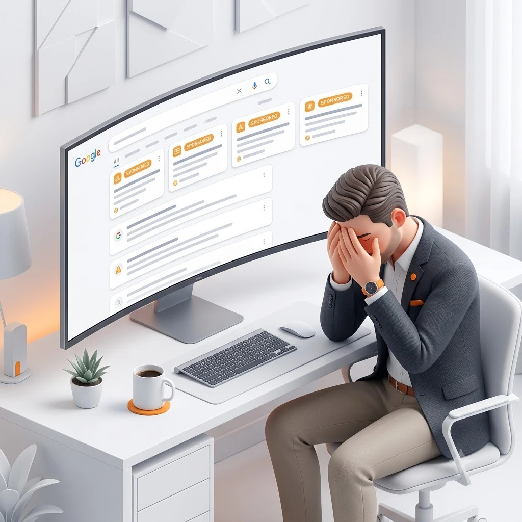 Competitor businesses consistently appearing above your ads in Google Search results.