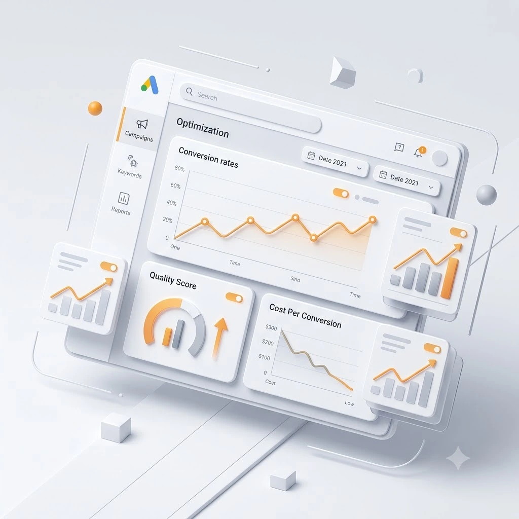 Google Ads conversion tracking dashboard showing improved campaign performance.