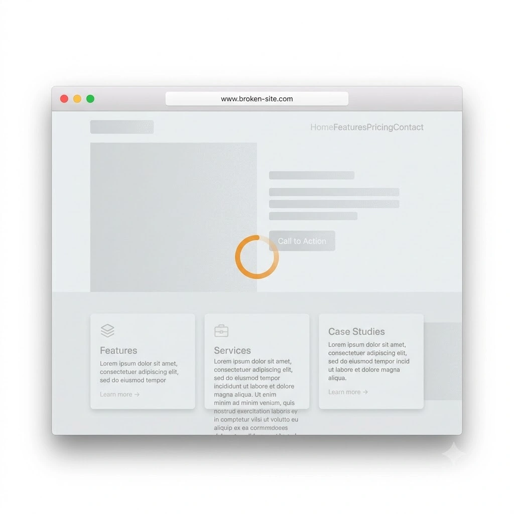 Slow loading website spinner on a phone screen