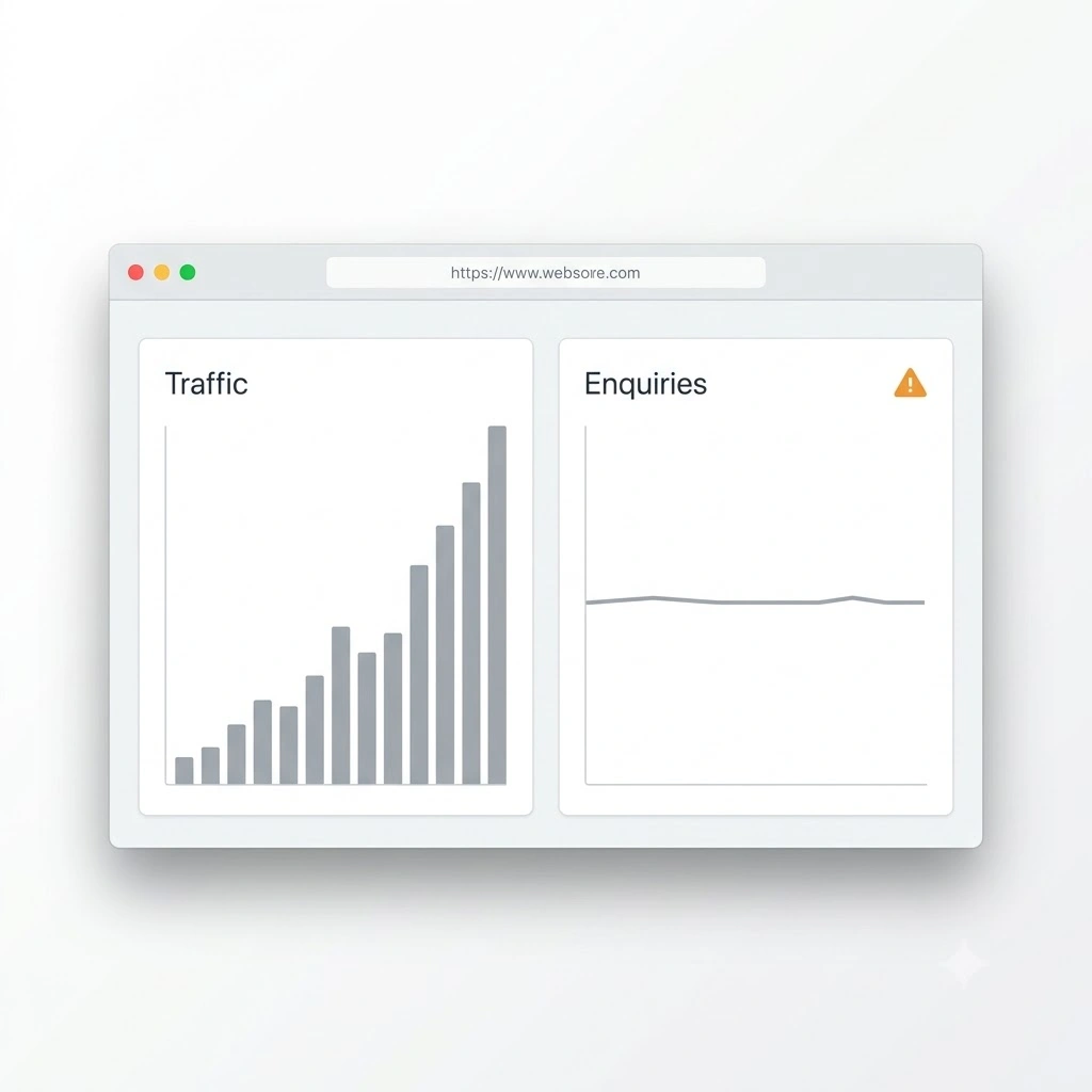 Analytics graph showing traffic but no enquiries