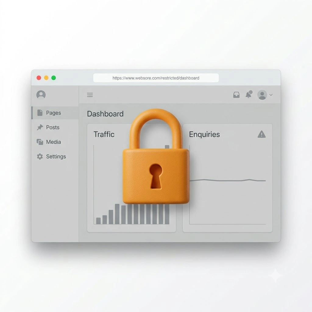 Locked, greyed-out website dashboard
